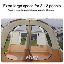 8-12 Persons Tent Family Waterproof with 2 Rooms Large Family Cabin Tent d E2Y6