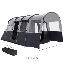 8-Person Camping Tent Tunnel Design with 4 Large Windows Dark Grey