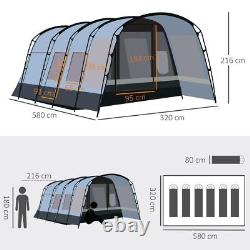 8-Person Camping Tent Tunnel Design with 4 Large Windows Dark Grey
