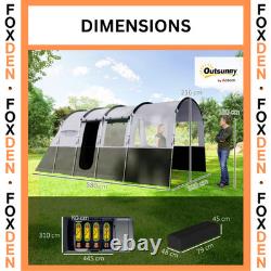 8 Person Tunnel Tent Waterproof Family Camping Shelter Cabin Windows Grey