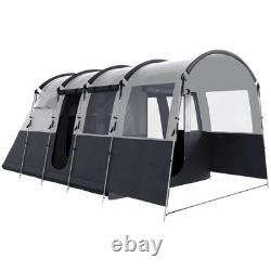 8 Person Tunnel Tent Waterproof Family Camping Shelter Cabin Windows Grey