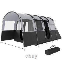 8 Person Tunnel Tent Waterproof Family Camping Shelter Cabin Windows Grey