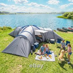 9Man Tunnel Tent 3Bedrooms Living Area Porch Camping Hiking Blackout Shelter