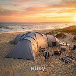9Man Tunnel Tent 3Bedrooms Living Area Porch Camping Hiking Blackout Shelter