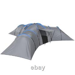 9Man Tunnel Tent 3Bedrooms Living Area Porch Camping Hiking Blackout Shelter