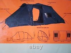 Adventuridge 4 man tent, new, green, 2 doors, ventilation, 2 sleeping cabins