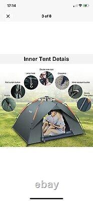 Amflip Camping Tent Automatic 3 Man Person Instant Tent Pop Up Ultralight Dome