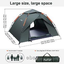 Amflip Camping Tent Automatic 3 Man Person Instant Tent Pop Up Ultralight Dome