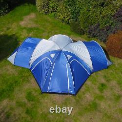 Andes 3 Bedroom + 1 Living Room 6-8 Man Family Camping Tent Tunnel 3000mm Blue