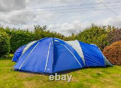 Andes 3 Bedroom + 1 Living Room 6-8 Man Family Camping Tent Tunnel 3000mm Blue