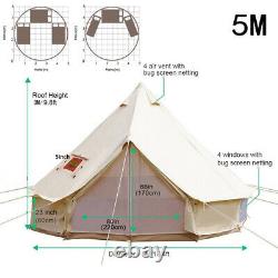 Bell Tent 5M Waterproof Cotton Canvas Outdoor Tent Yurt Glamping with Stove Jack