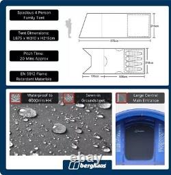 Berghaus Air 400XL Nightfall Tent with Darkened Bedrooms and Built-in Porch Area