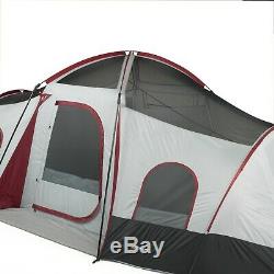 Big 10-Person 3-Room Cabin Tent with Large Sun Canopy Windows Outdoor Camping