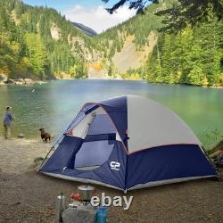 Blue 3 Person Dome Tent Waterproof 4 Season Fiberglass Camping Hiking Fishing