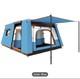Blue Camping Tent Double Layer Tunnel Tent With Porch Living Area And 2 Rooms Uk