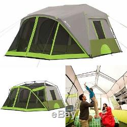 Bright Natural Light 9-Person Instant Cabin Tent with Screen Room Outdoor Camping