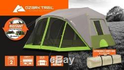 Bright Natural Light 9-Person Instant Cabin Tent with Screen Room Outdoor Camping