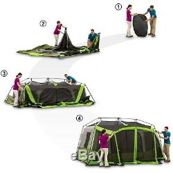 Bright Natural Light 9-Person Instant Cabin Tent with Screen Room Outdoor Camping