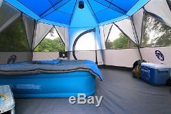 COLEMAN CORTES OCTAGON 8 PERSON FAMILY TENT BLUE glamping luxury camping large