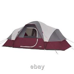 CORE Extended Dome Tent 16 x 9 Foot 9 Person Camping Tent with Air Vents, Red
