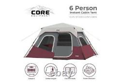 CORE Instant Cabin 11 x 9 Foot 6 Person Cabin Tent Air Vents Loft Red New In Box
