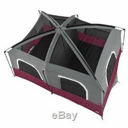 CORE Straight Wall 14 x 10 Foot 10 Person Large Family Cabin Tent, Wine