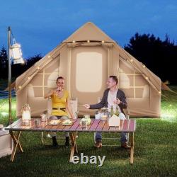 COSTWAY 4-6 People Inflatable Tent Large Camping Tent with4 Screen Windows-White