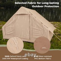 COSTWAY 4-6 People Inflatable Tent Large Camping Tent with4 Screen Windows-White