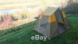 Cabin Tent Vintage Camel 10' X 8' X 6'2 Tall Aluminum Poles Large Side Windows