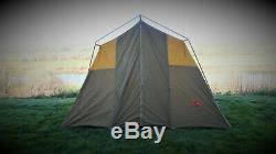 Cabin Tent Vintage Camel 10' X 8' X 6'2 Tall Aluminum Poles Large Side Windows