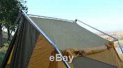 Cabin Tent Vintage Camel 10' X 8' X 6'2 Tall Aluminum Poles Large Side Windows