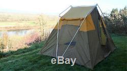 Cabin Tent Vintage Camel 10' X 8' X 6'2 Tall Aluminum Poles Large Side Windows