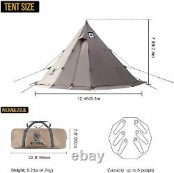 Camping 4 Person Tent Tipi Large Gazebo Hunting Fishing Waterproof Wind Proof UK