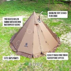 Camping 4 Person Tent Tipi Large Gazebo Hunting Fishing Waterproof Wind Proof UK