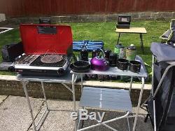 Camping Equipment Bundle Including Large 8 Man Tent, Beds Cooker Etc Extra