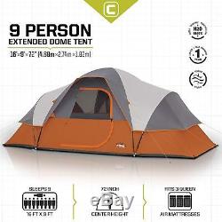 Camping Extended Dome Tent Cabin Shelter Portable For 9 Person Outdoor Hiking