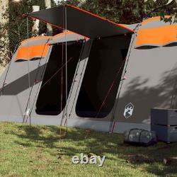 Camping Large Tent Waterproof Family Popup Tunnel 10-Person Grey and Orange