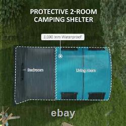 Camping Room Tunnel 6-Person Water-Resistant with 5-Mesh Windows Grey & Blue
