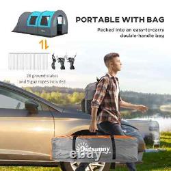 Camping Room Tunnel 6-Person Water-Resistant with 5-Mesh Windows Grey & Blue
