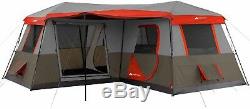 Camping Tent 12 Person Brown Red 3 Rooms 16'x16' Large Instant Family Cabin