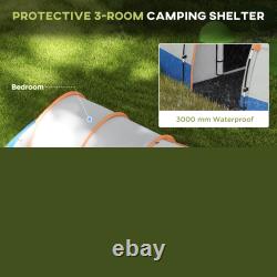 Camping Tent, 2-3 Man Large Tunnel Tent with Bedroom and Living Area with Bag