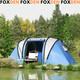 Camping Tent 2-bedrooms Family Tent Water-resistant With Doors & Windows Blue