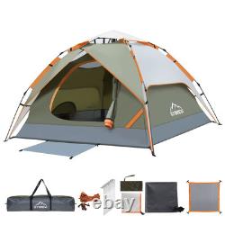 Camping Tent, 3 Man Instant Pop Up Tent Waterproof, Large Double Layer