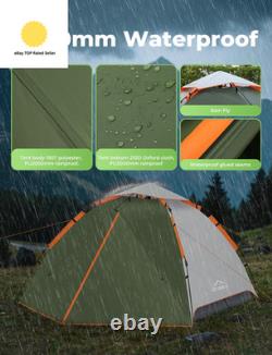 Camping Tent, 3 Man Instant Pop up Tent Waterproof, Large Double Layer Automati