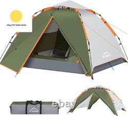 Camping Tent, 3 Man Instant Pop up Tent Waterproof, Large Double Layer Automati