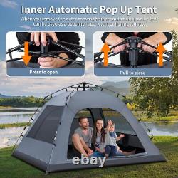 Camping Tent, 3 Man Pop Up Tent Extra Large Waterproof Automatic Dome Tent with