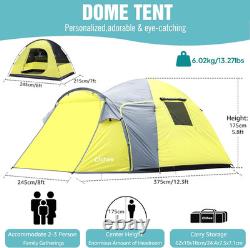 Camping Tent 3 Person Double Layered Dome Tents Large Capacity 4 Seasons Travell
