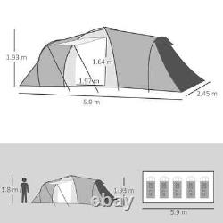 Camping Tent 4-6 Person UV-Resistant Mesh Windows with 2-Bedroom Grey/Yellow
