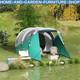 Camping Tent 4-person Sewn In Groundsheet Water-resistant 2-room Design Green