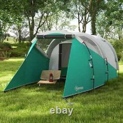 Camping Tent 4-Person Sewn In Groundsheet Water-Resistant 2-Room Design Green